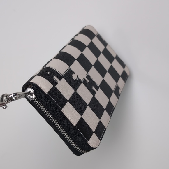 Coach CR622 Long Zip Around Wallet With Checkerboard Print BLACK( Last One) - Picture 11 of 12